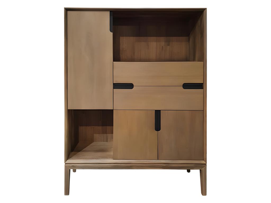 Meuble de rangement bois design 2 tiroirs et placards - Elariva XEVK15385