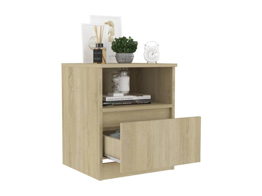 Tables de chevet 2 pièces Chêne Lysvia 40x40x50 cm Aggloméré XIWR60058