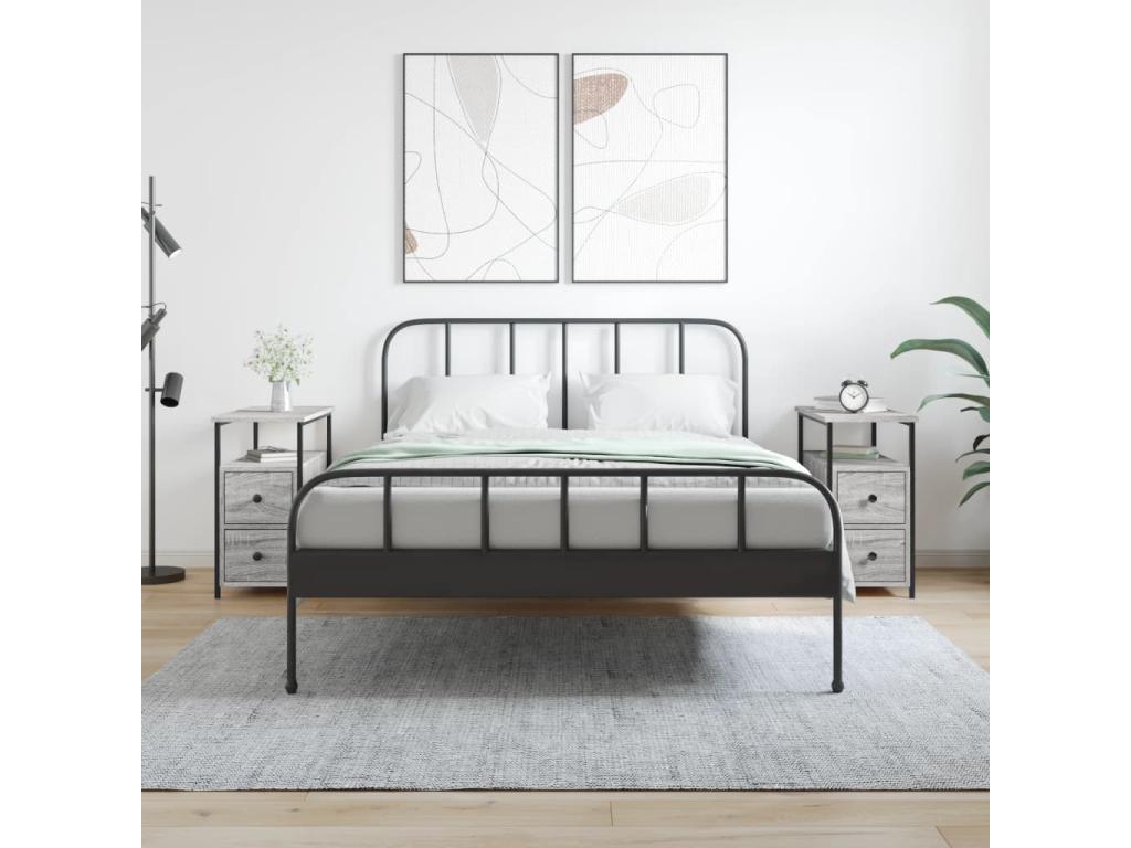 Tables de chevet 2 pcs gris 30x60x60 bois d'ingénierie XVUQ36409