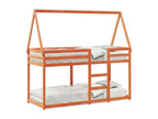 Lit superposé avec toit cire marron 90x190cm bois massif de pin FMYH48150