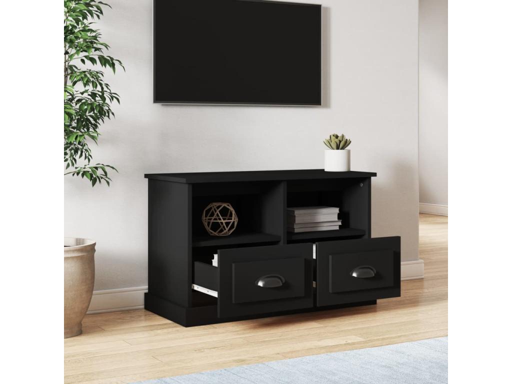 Meuble TV noir 80x35x50 cm bois d'ingénierie FXPK07850