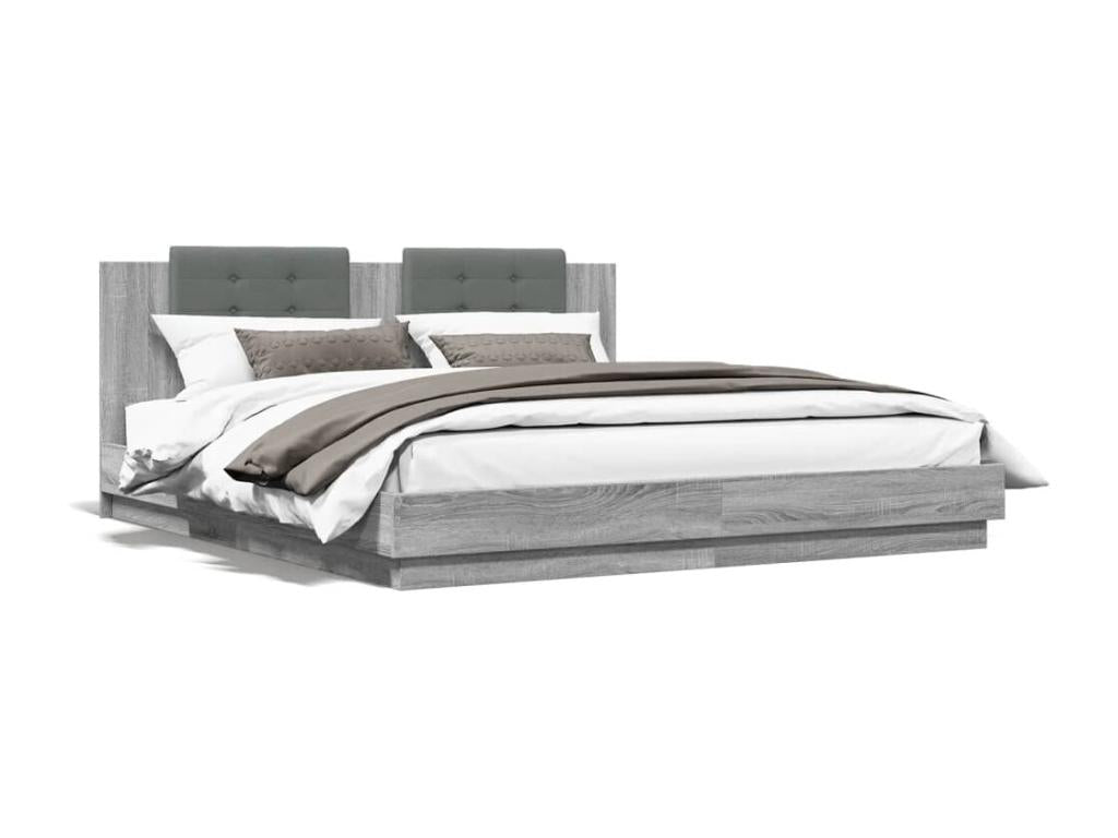 Cadre de lit avec tête de lit Lysvia gris 160x200 OVTK70816