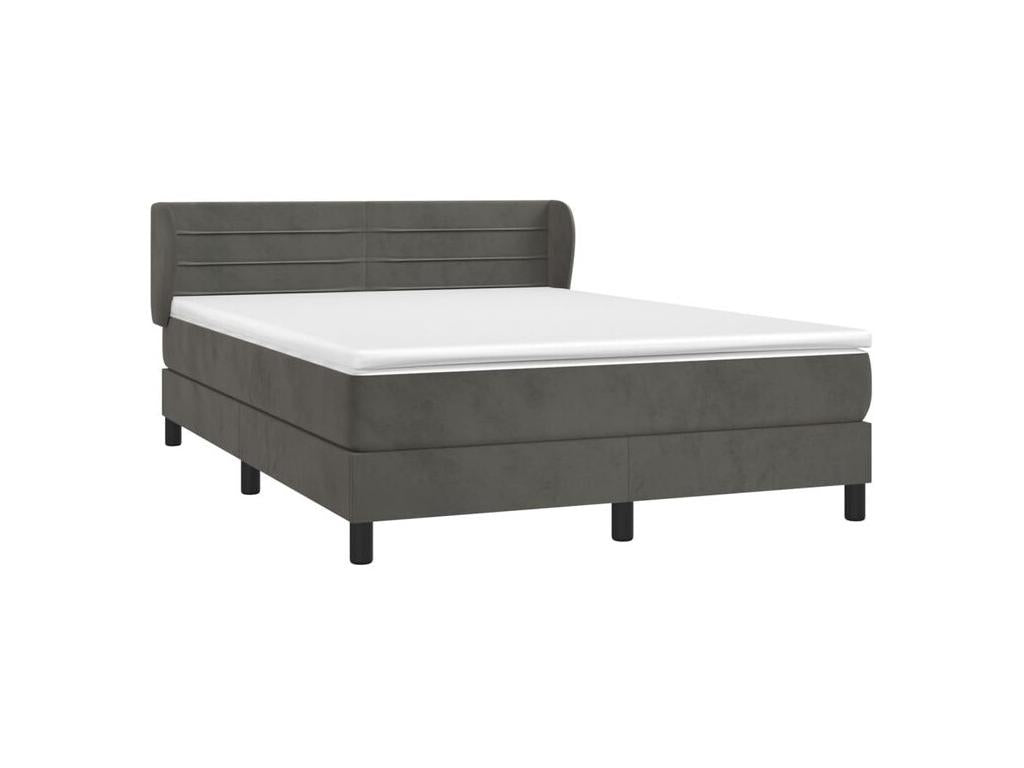 Sommier à Lysvia de lit et matelas Gris foncé 160x200 Velours BFIN40073