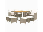 Ensemble à manger de jardin et coussins 9 pcs Poly rotin Beige SUAP32725