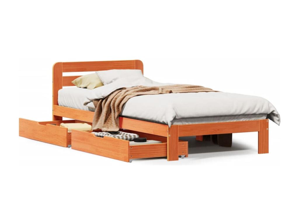 Cadre de lit sans matelas cire marron 90x190 cm bois pin massif FPZX49847