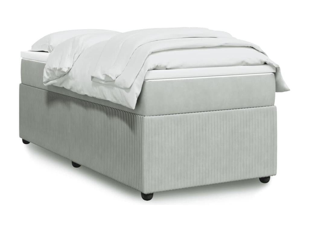 Sommier à Lysvia de lit et matelas Gris clair 90x190 cm Velours YECI17484