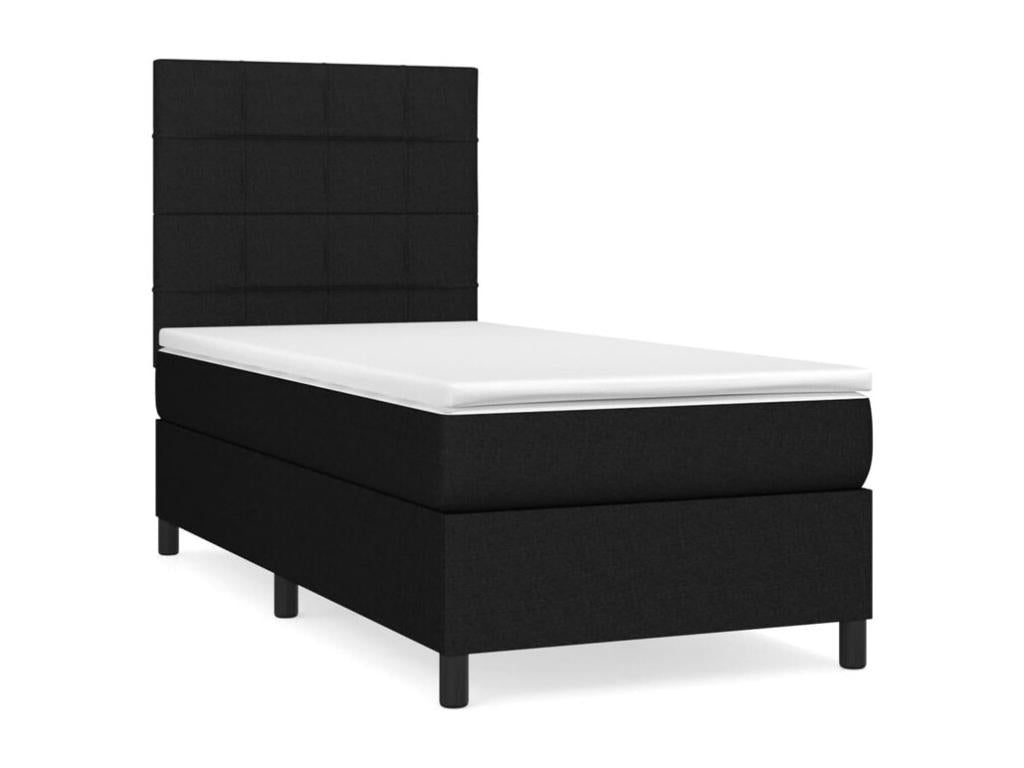 Sommier à lit avec matelas Noir 90x200 Tissu WYJU15470