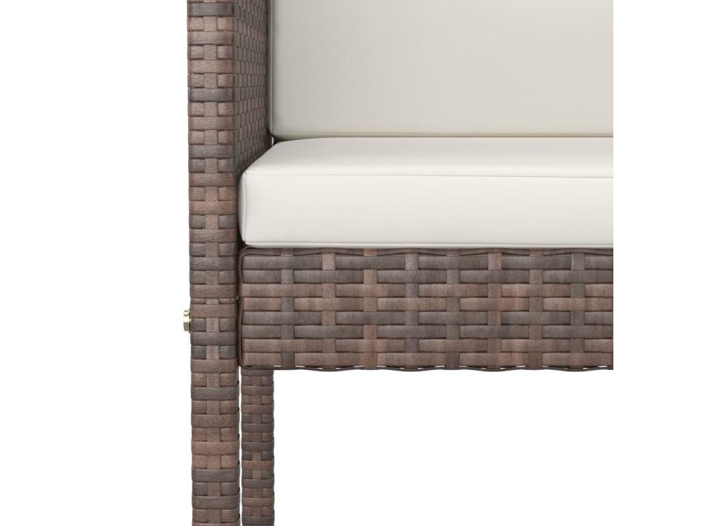 Ensemble bar de jardin 5 pcs et coussins Résine tressée Marron SHNI40161