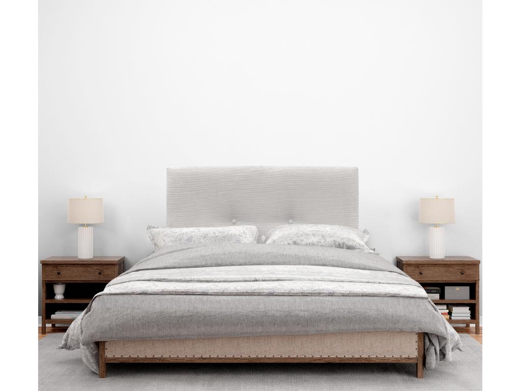 Lysvia Tête de Lit Unie Velours Côtelé avec Boutons 95x50 Lits 80/90 - Blanc Os NDVT70642