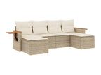 Salon de jardin avec coussins 6 pcs beige résine tressée HVKM95994