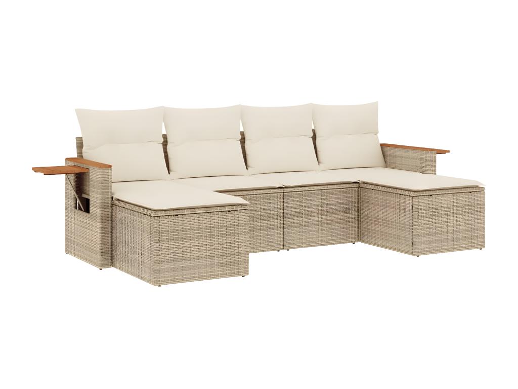 Salon de jardin avec coussins 6 pcs beige résine tressée HVKM95994