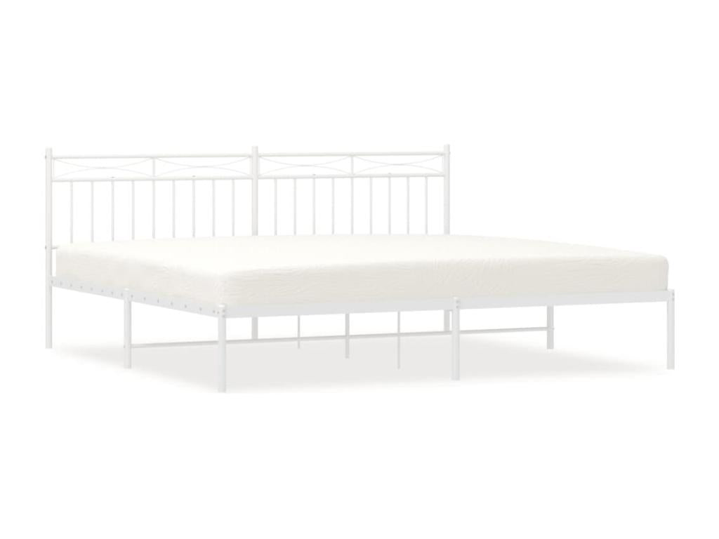 Cadre de lit métal avec tête de lit blanc 200x200 cm XSXY80566