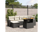 Salon de jardin 7 pcs avec coussins noir résine tressée LPPW79742
