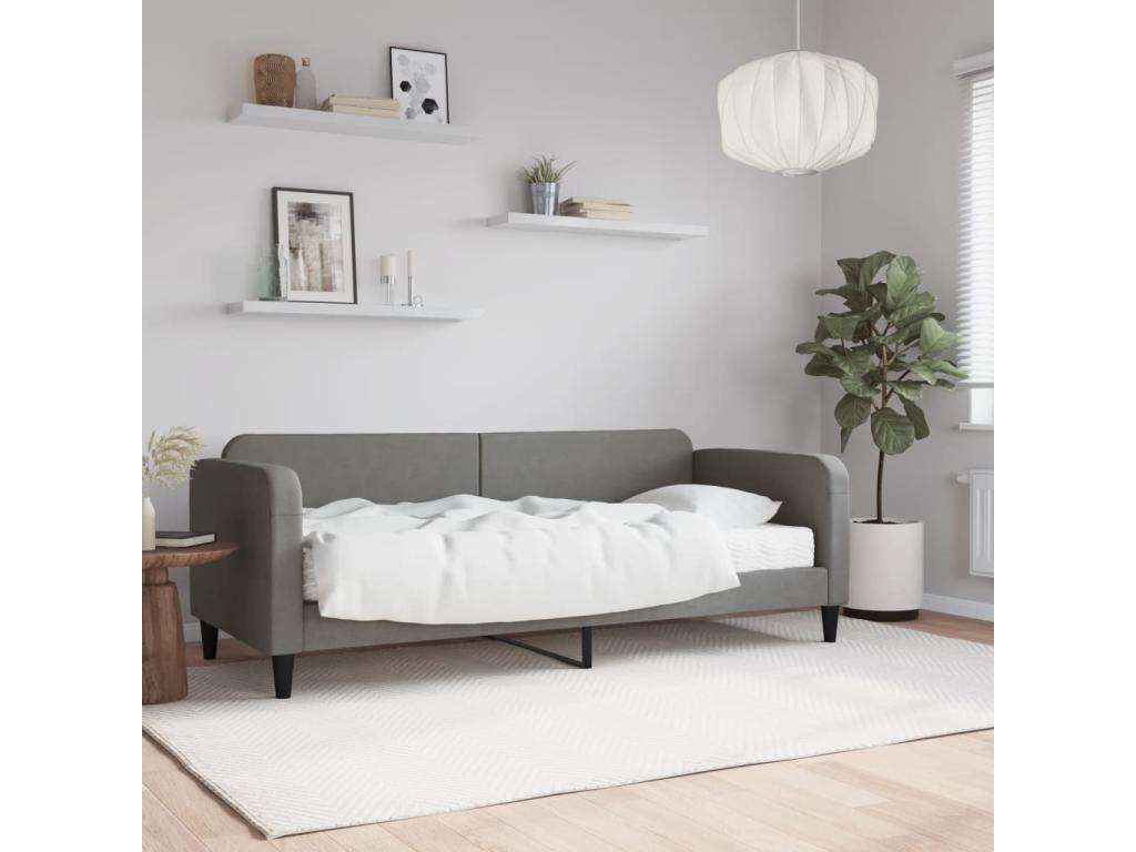 Lit de jour avec matelas gris foncé 80x200 cm tissu XMJI22434