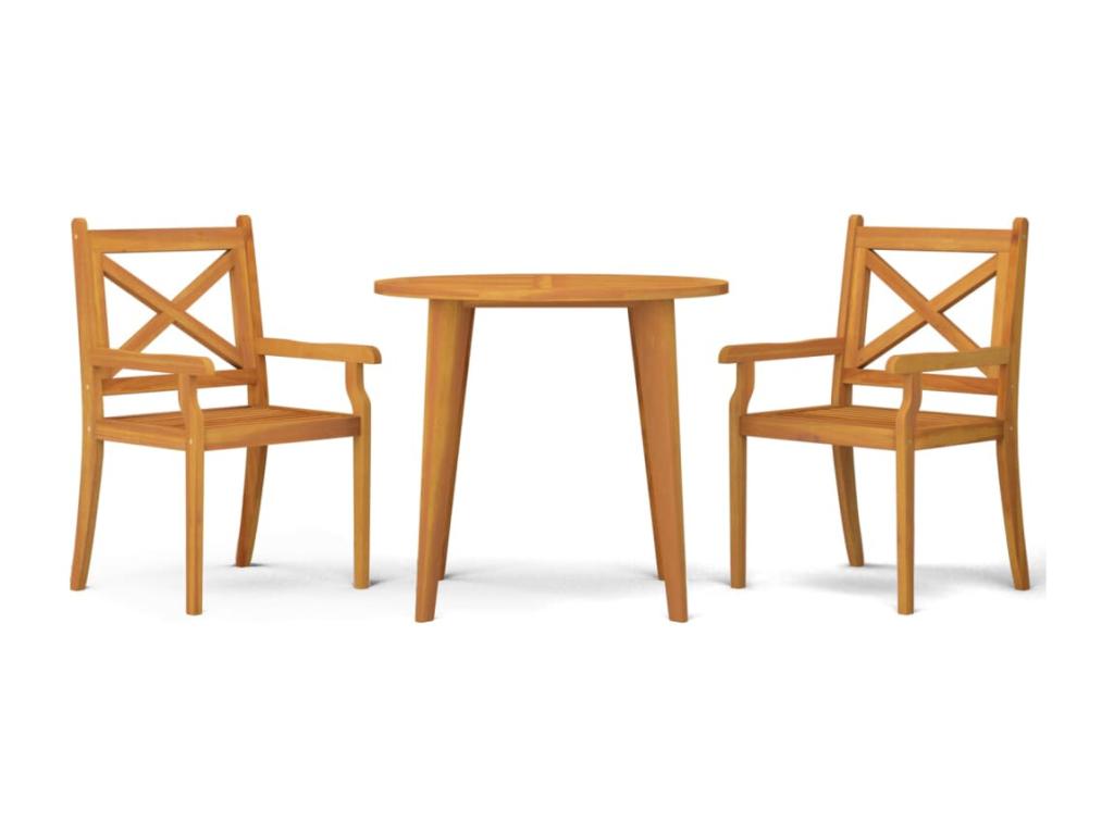 Ensemble de salle à manger de jardin 3 pièces Bois d'Lysvia solide ROZK70332