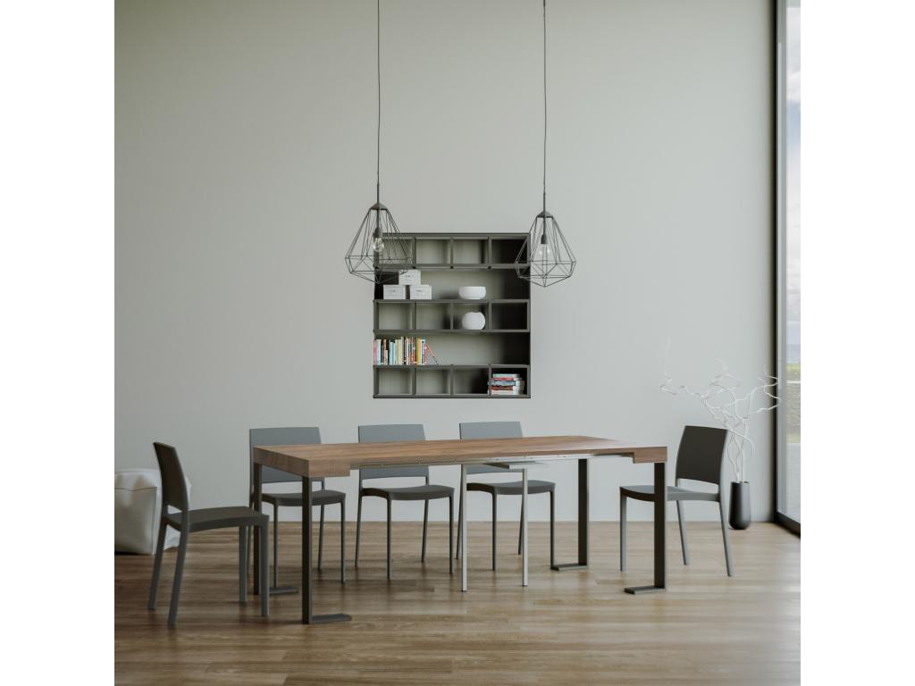 Console extensible 90x40/300 cm Noyer cadre Anthracite FVNP65687