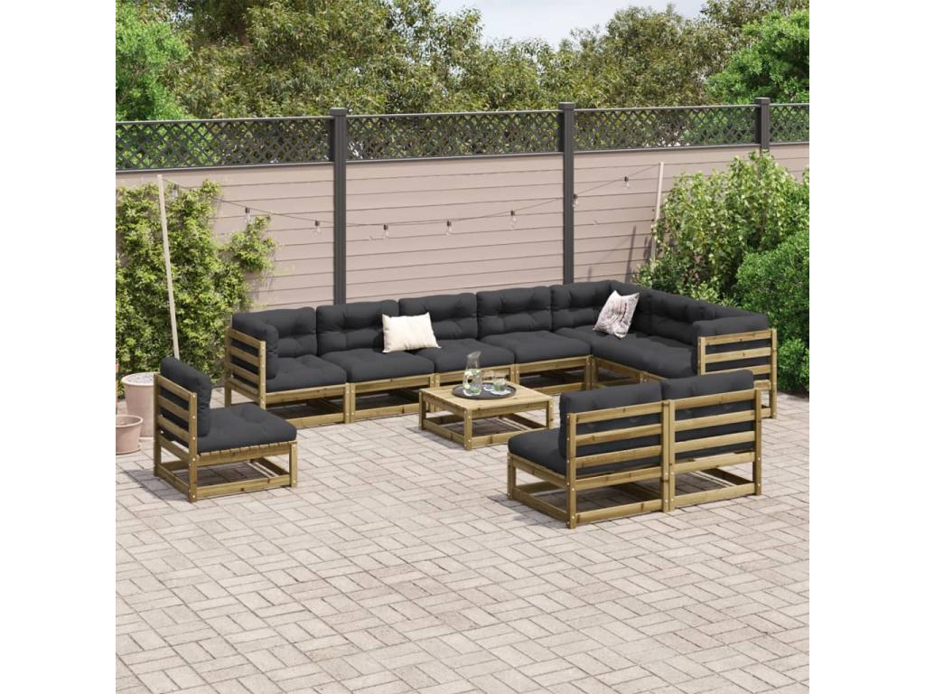 Salon de jardin 11 pcs bois de pin imprégné ADVF62236