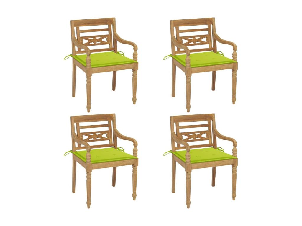 Chaises Lysvia avec coussins 4 pcs Bois de teck solide 2 POJO25947