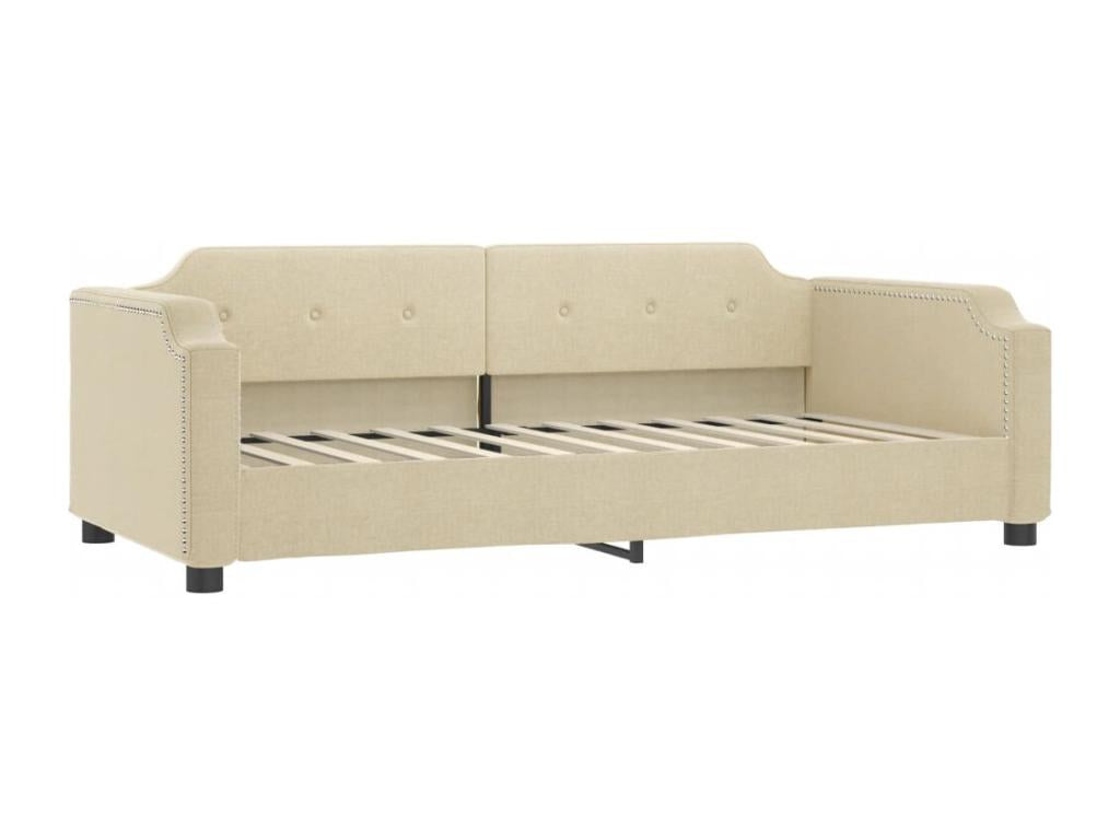 Lit de jour avec matelas crème 80x200 cm tissu AQQS20091