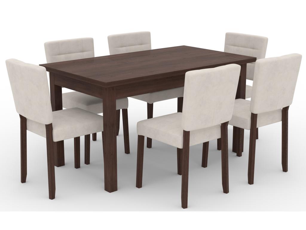 Chaise moderne en bois Noyer foncé et tissu au choix Elariva27112 NAXY58419