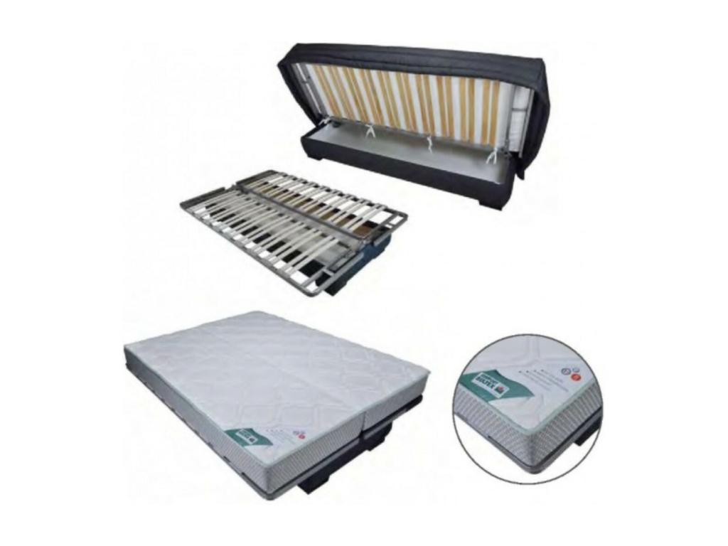 Canapé clic clac tissu avec rangement matelas 15cm 207cm-Couleur Elariva JBCK87455