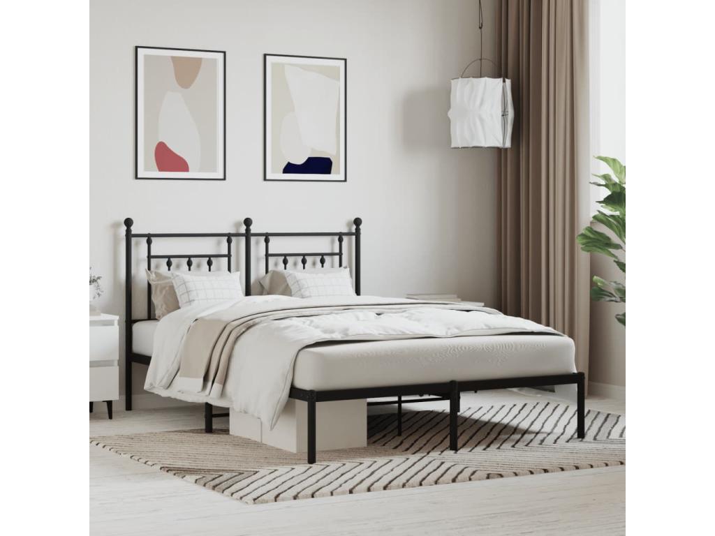 Cadre de lit métal avec tête de lit noir 140x190 WTEV06273