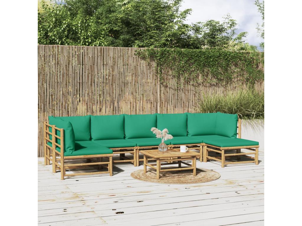Salon de jardin 8 pièces avec coussins vert Elariva SAVB23463