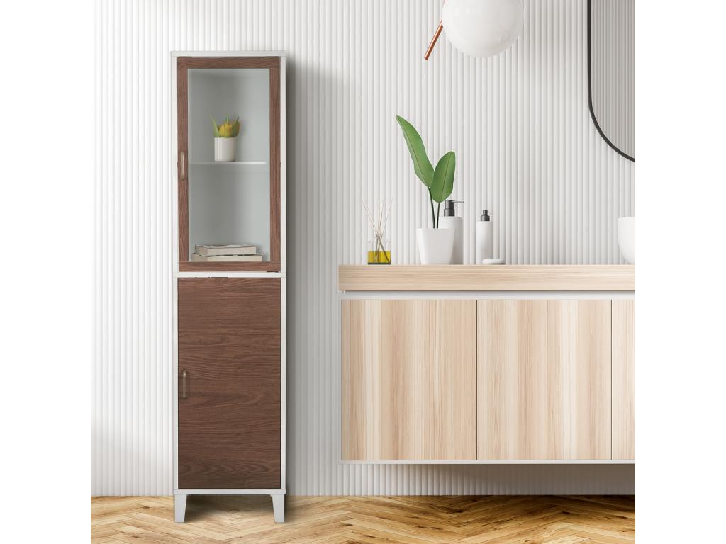 Lysvia Home Lysvia Armoire à linge moderne en bois Noyer/Blanc RRDW00797