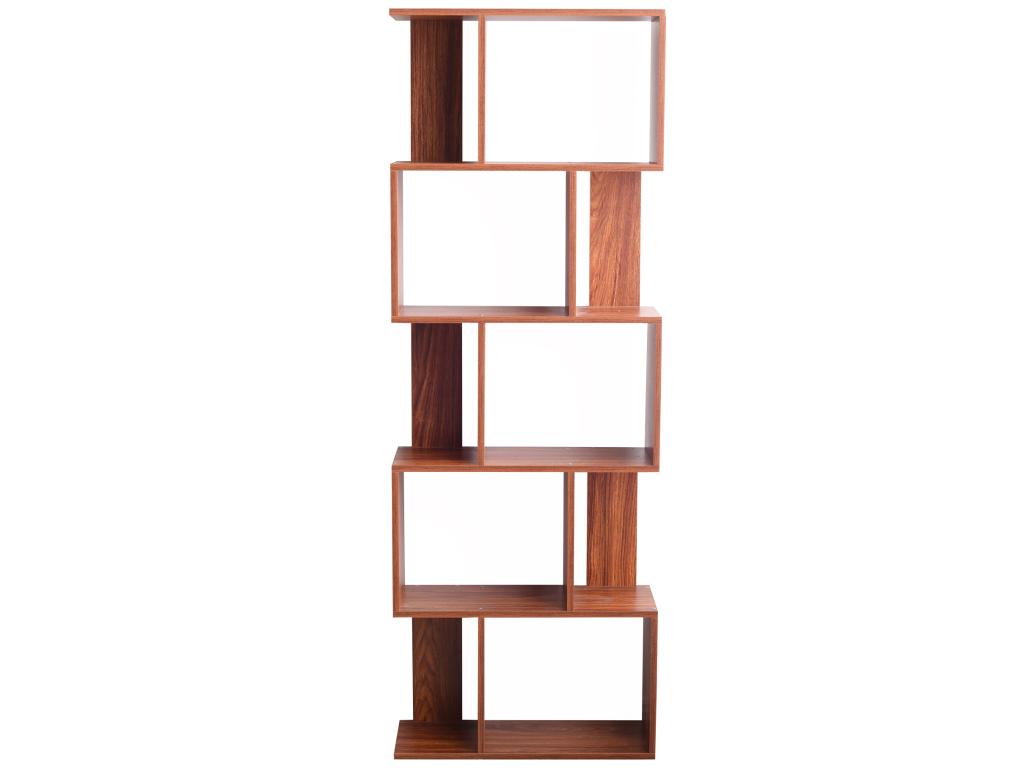 Bibliothèque 5 Etageres Marron Noyer Mdf Bureau 169x60x24 GREO18140
