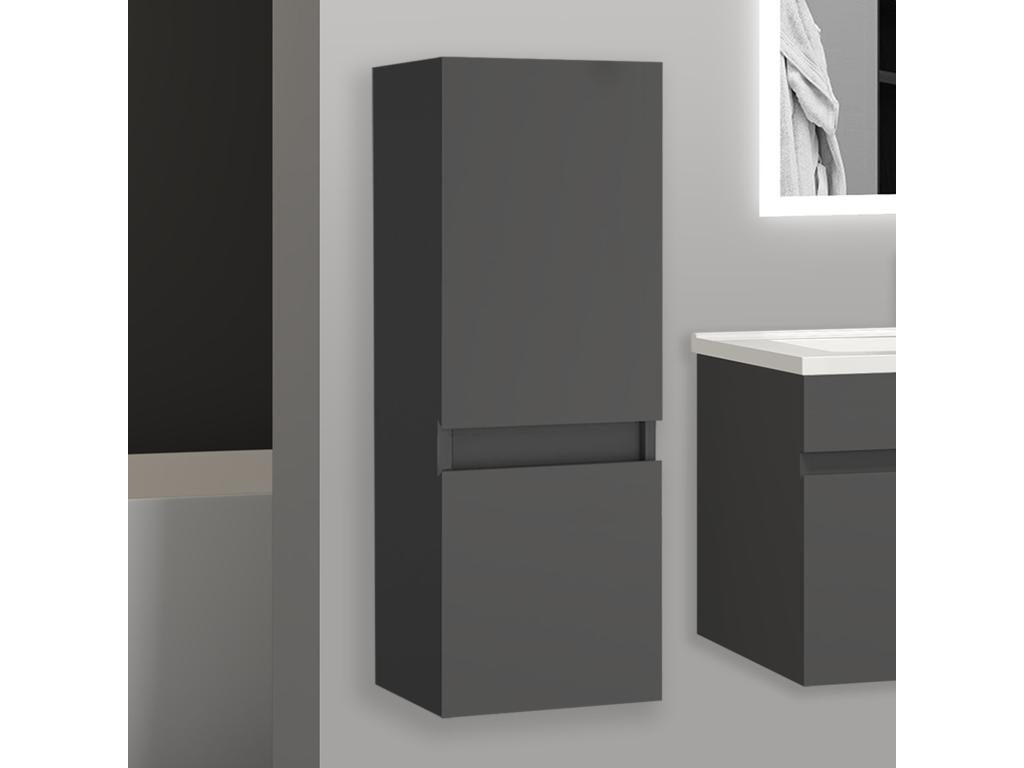Meuble salle de bain anthracite meuble colonne salle de bain à suspendre 30x30x83 LxlxH cm KEJI36054