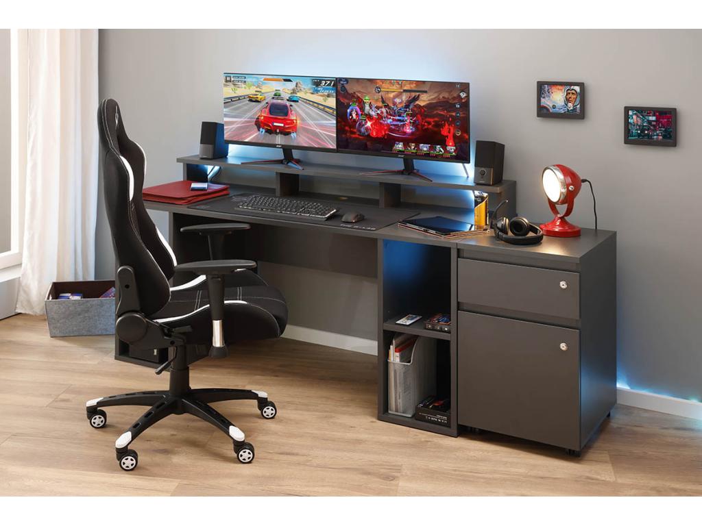 Caisson de bureau en bois coloris gris Anthracite - longueur 44 x profondeur 51x hauteur 76 cm NZXD62787