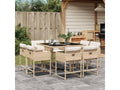 Ensemble à manger de jardin et coussins 9 pièces beige Poly rotin GUOD74923