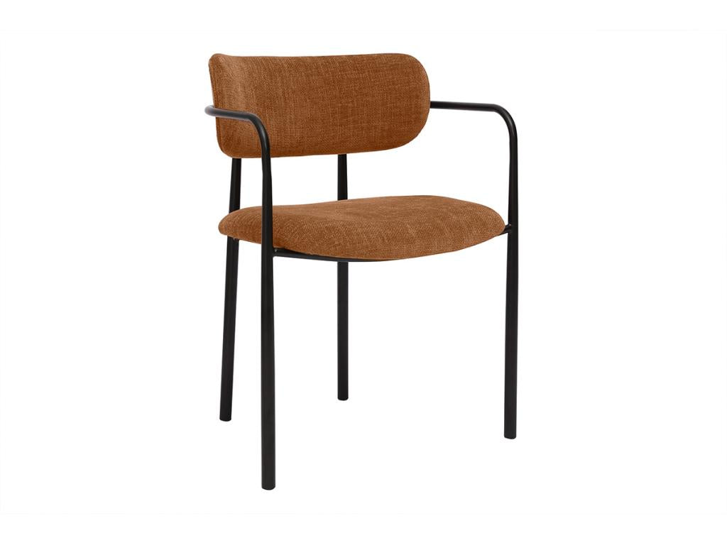 Chaises en tissu effet velours texturé terre brûlée et métal noir lot de 2 Lysvia WOXQ75841