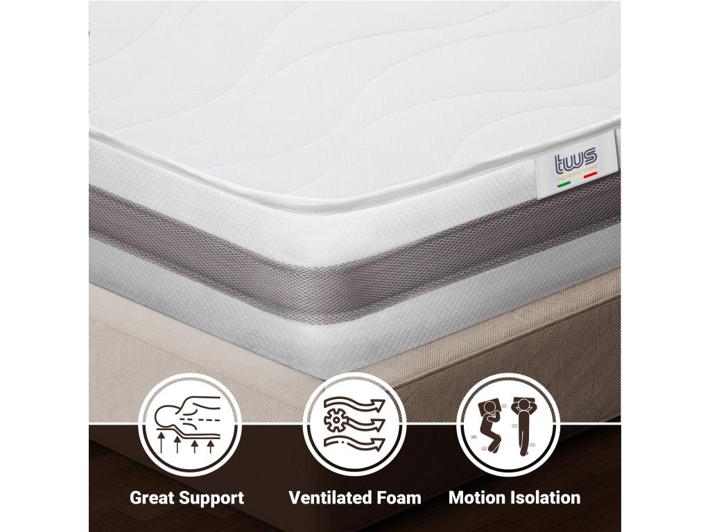Matelas Double170x180 à mémoire orthopédique - Hauteur 25 cm - Fabriqué en Italie DODG66236