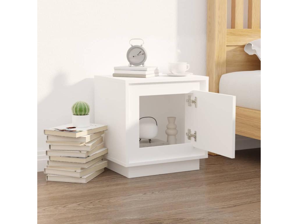 Table de chevet blanc 44x35x45 cm bois d'ingénierie NHQH91867