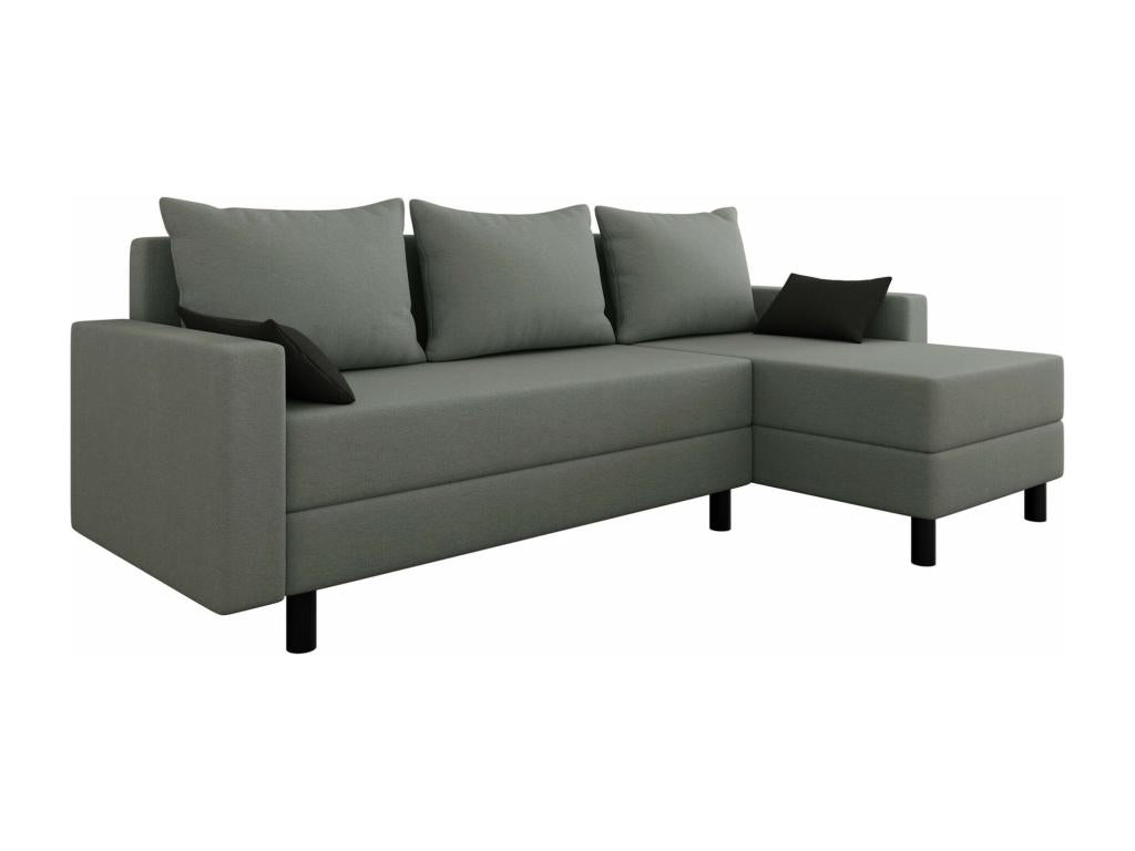 Canapé d'angle Lysvia 100 Gris Fonction de couchage Boîte de literie 238x123x77cm KGYJ50605