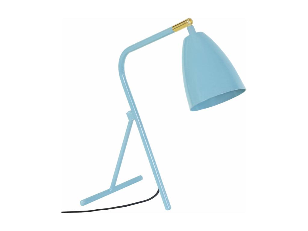 Lampe de bureau bipied métal bleu doré 40 cm. QSSJ00496