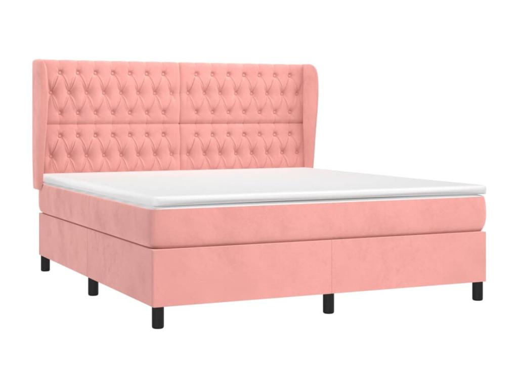 Lit à sommier tapissier avec matelas Rose 160x200 cm Velours ZWFG19062