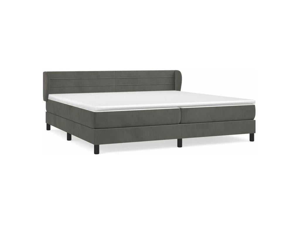 Sommier à Lysvia de lit et matelas Gris foncé 200x200 Velours SVWH79441