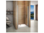 Porte de douche battante 90x197cm porte de douche pivotante à 180 en verre 6mm anticalcaire installation en niche WDNM76119