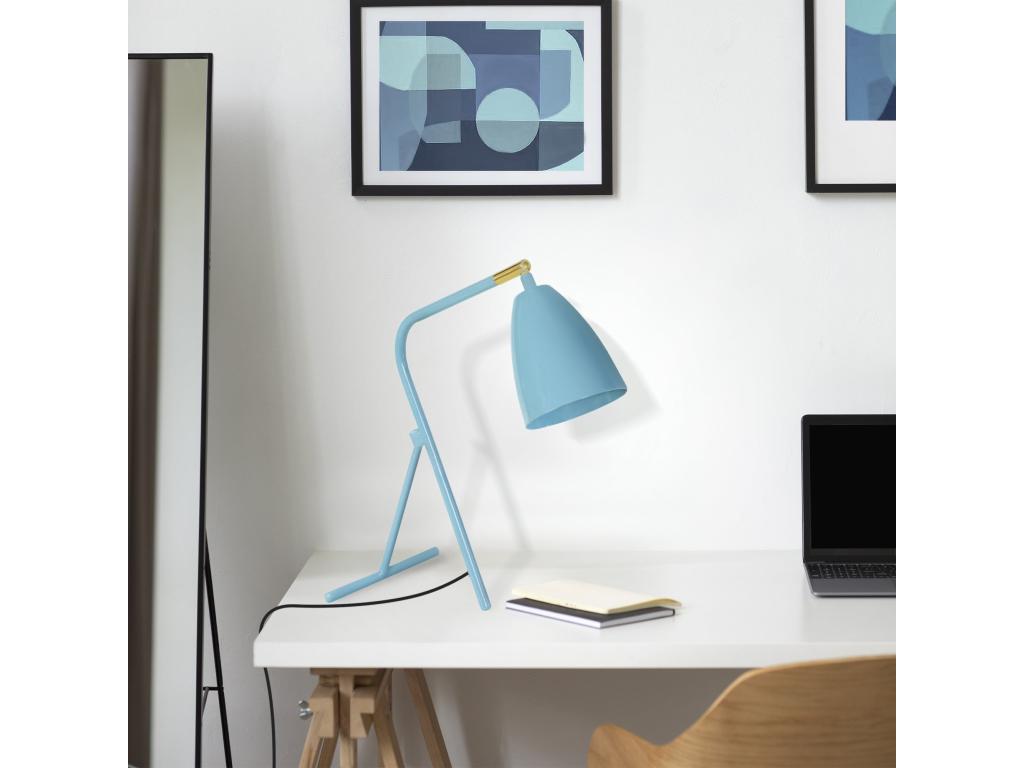 Lampe de bureau bipied métal bleu doré 40 cm. QSSJ00496