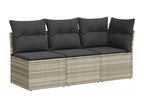 Canapé de jardin et coussins 3 places gris clair résine tressée PKWS74312