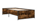 Cadre de lit chêne fumé 100x200 cm bois d'ingénierie et métal ZSFW77564