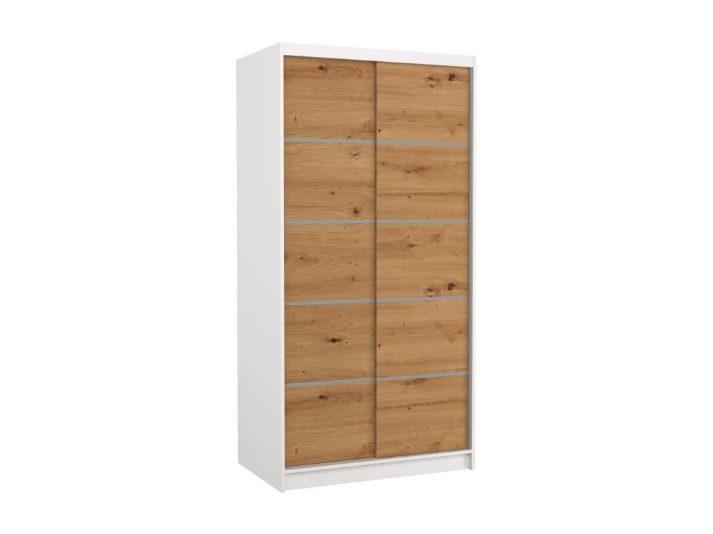 Petite armoire de chambre blanche 2 portes coulissantes en bois Lysvia 100cm OFUG85228