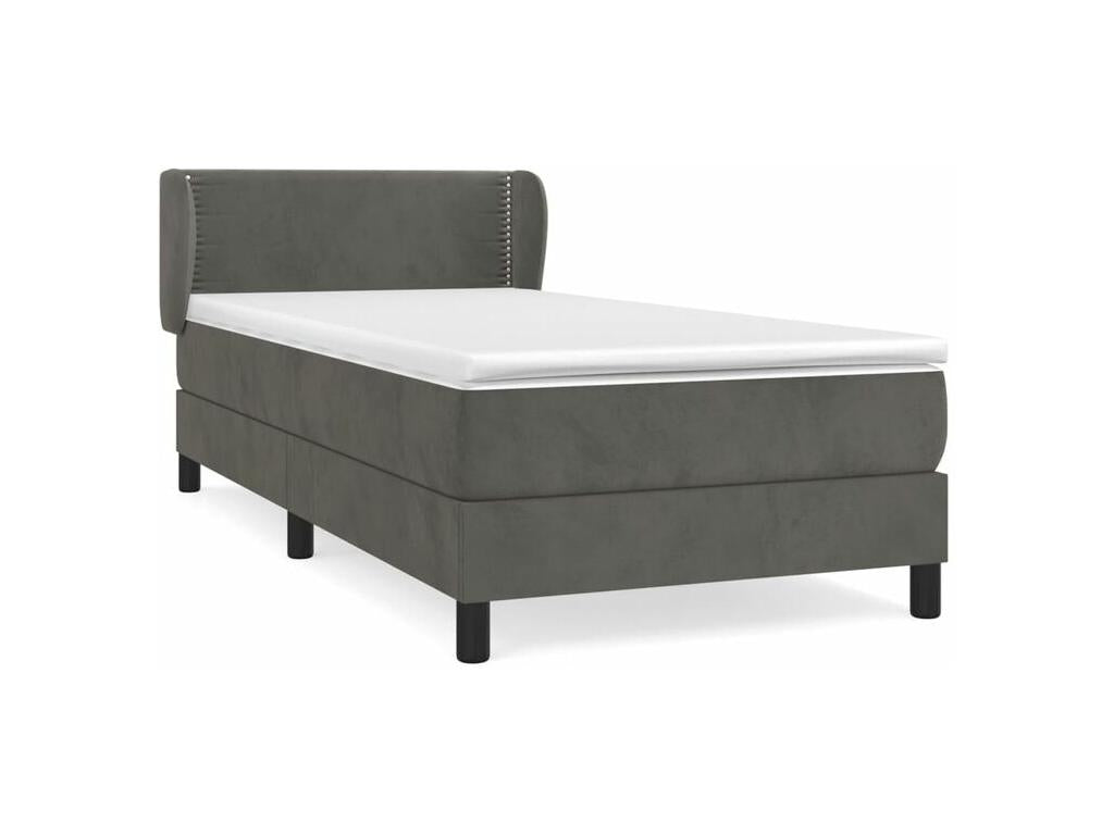 Sommier à Lysvia de lit et matelas Gris foncé 90x200 Velours MQAF17502