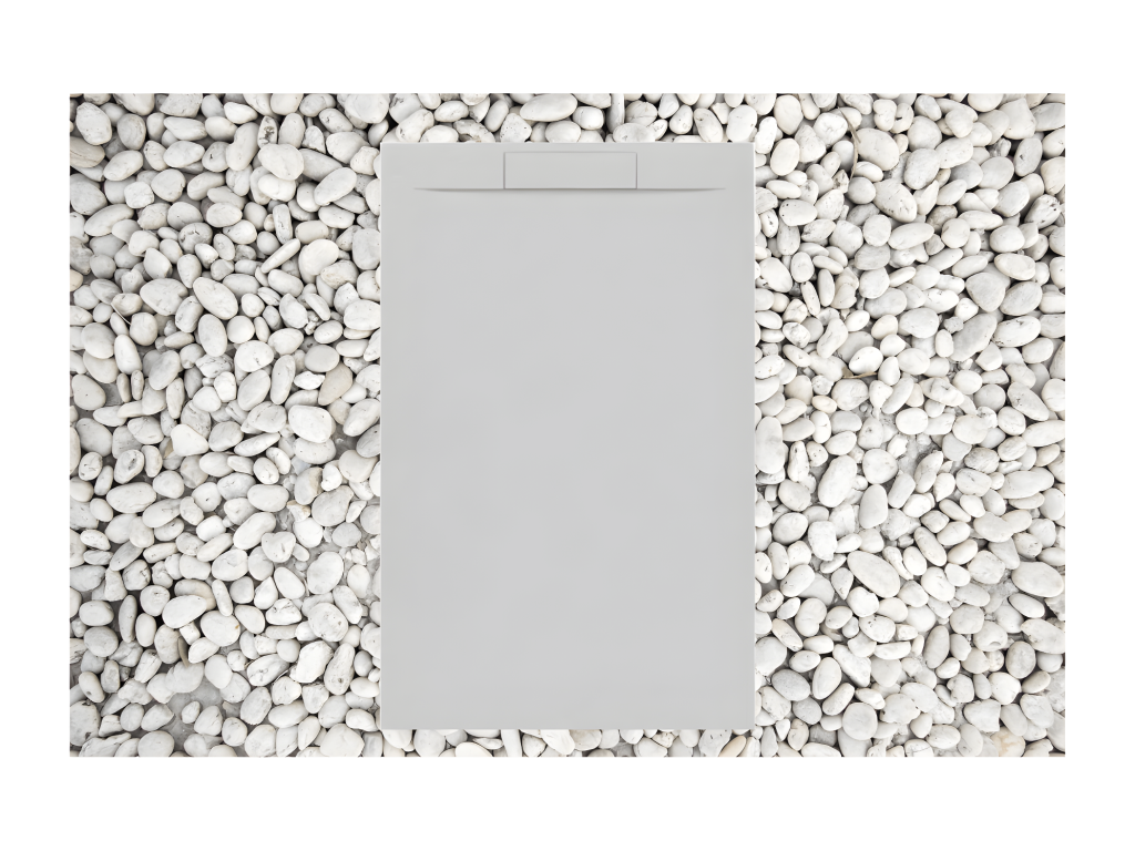 Receveur de Douche 75x100 cm Gris Lysvia Ligne Lysvia PLUS En Résine et Poudre de Marbre Avec Grille Latérale EN RÉSINE DE MARBRE QZPI20014