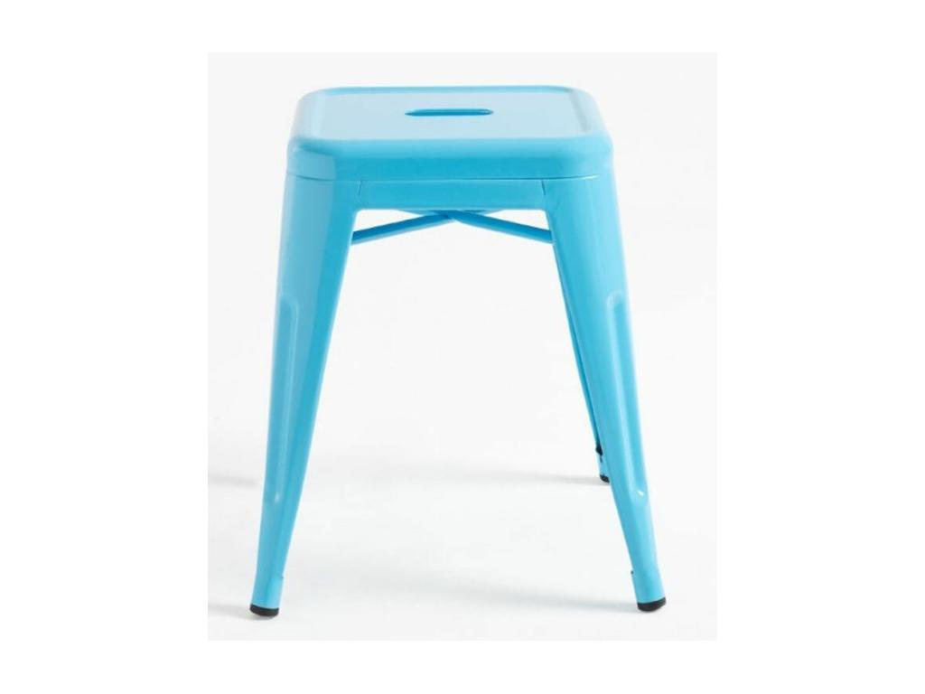 Tabouret bas 45cm Lysvia en acier brillant - Design industriel et élégant-Couleur Bleu turquoise SFZW34146
