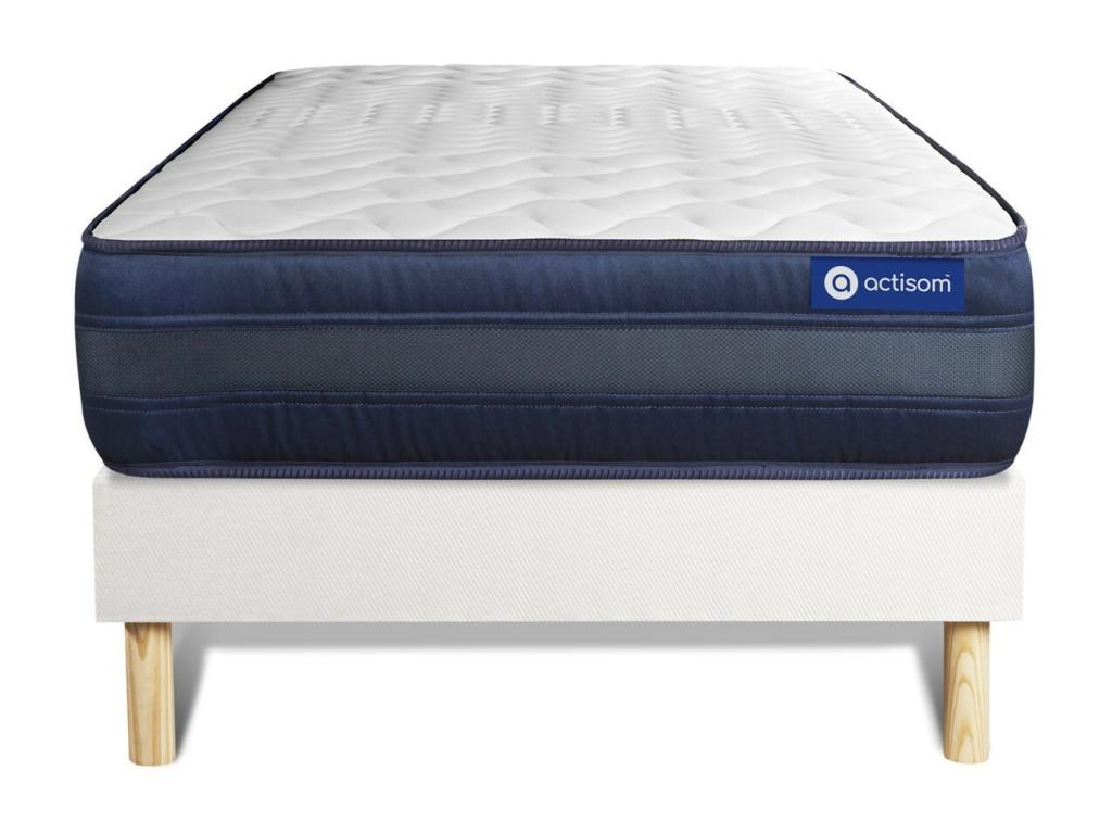 Ensemble matelas 120x200 Mémoire de forme Maxi épaisseur 5zones de confort sommier blanc XCLE40044
