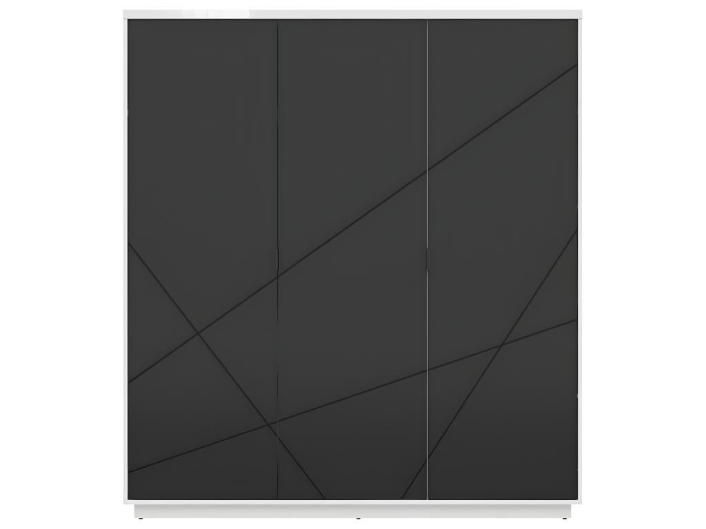 Armoire 3 portes Lysvia Noir et Blanc LWZU19160