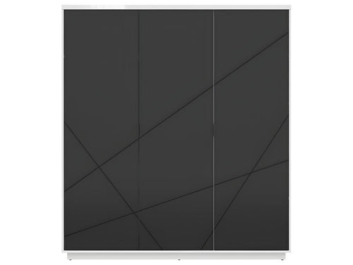 Armoire 3 portes Lysvia Noir et Blanc LWZU19160